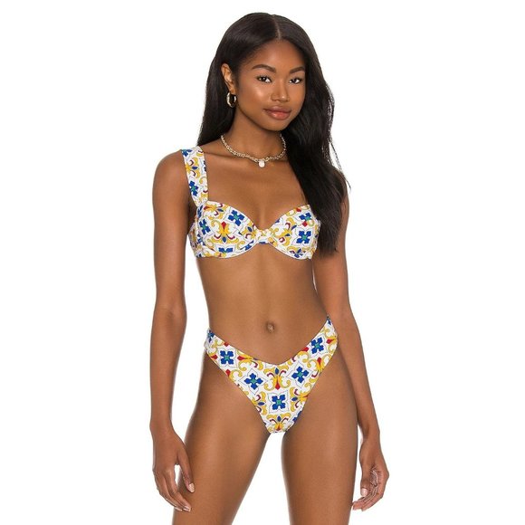 WeWoreWhat Delilah Bikini Bottom in Pearl Tile Multi Medium New Nwt Swimsuit - Picture 11 of 13
